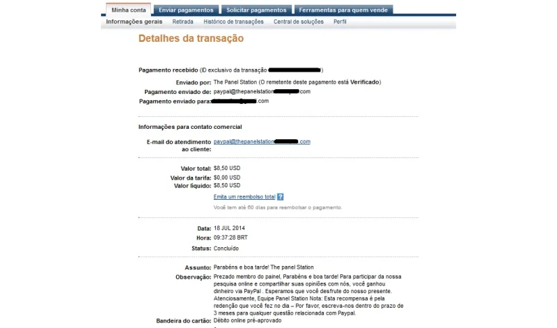 Pagamento via PayPal do The Panel Station